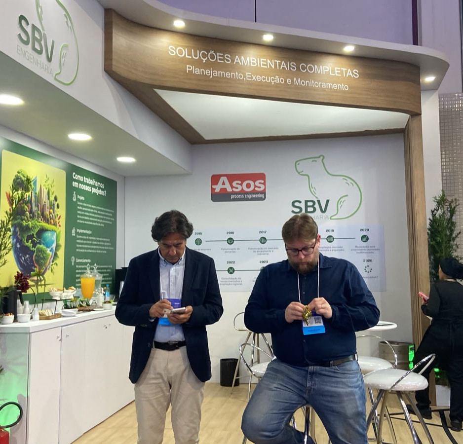 Montagem do estande da SBV Engenharia Ambiental pela GOVA na Fenasan 2026.